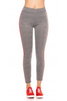 Trendy geruite leggings met contrast strepen roodwit